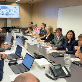 Reunió del  Centre de Coordinació Operativa de Catalunya (CECAT) amb Salvador Illa i Núria Parlon.
