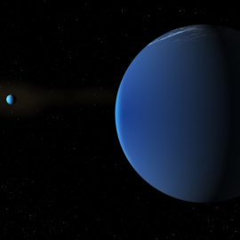 Imagen de archivo de la estrella TOI-791 y los dos planetas gigantes que orbitan a su alrededor.
