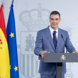 El presidente del Gobierno, Pedro Sánchez, durante una rueda de prensa posterior al Consejo de Ministros, en el Palacio de la Moncloa, a 6 de octubre de 2026, en Madrid.