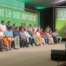 Mitin de Santiago Abascal en junio de 2023 en  A Coruña.