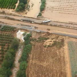 Imatges aèries de les inundacions a les Terres de l'Ebre a principis d'octubre. 02/10/2026