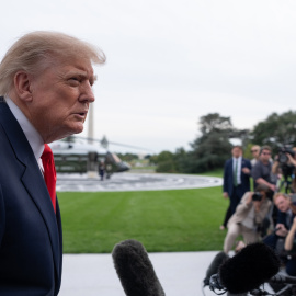 Donald Trump ante los medios en la Casa Blanca, el 9 de octubre de 2026.