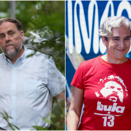 Retratos del presidente de ERC, Oriol Junqueras, y la exalcaldesa de Barcelona, Ada Colau.