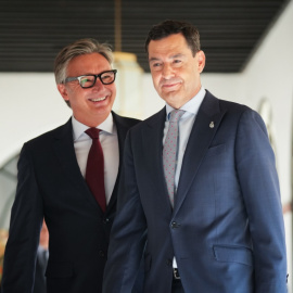 Moreno Bonilla junto al líder de Vox en Andalucía, Manuel Gavira