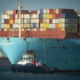 Uno de los cargueros que opera Maersk Line en el puerto de Algeciras, en una imagen de archivo.
