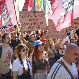 Protesta, este sábado, en las calles de Lisboa.