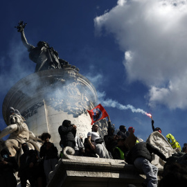La plaza de la República, este sábado, en las protestas en París.