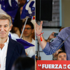 Alberto Núñez Feijóo y Pedro Sánchez en dos fotos de archivo.