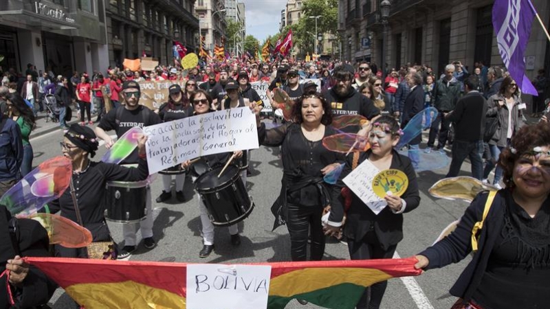 Treballadores de la llar a la manifestació de Barcelona