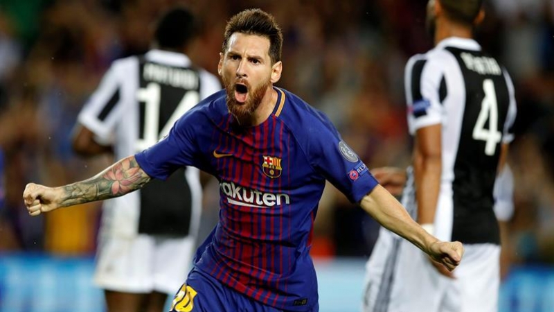 El delantero del FC Barcelona Leo Messi celebra un gol ante la Juventus. /EFE