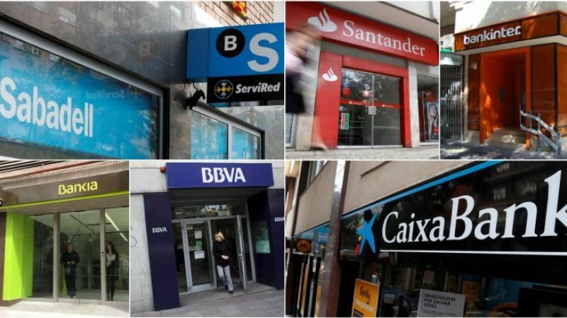 Oficinas de los mayores bancos españoles, Santander, BBVA,Caixabank, Bankia, Bankinter y Sabadell.