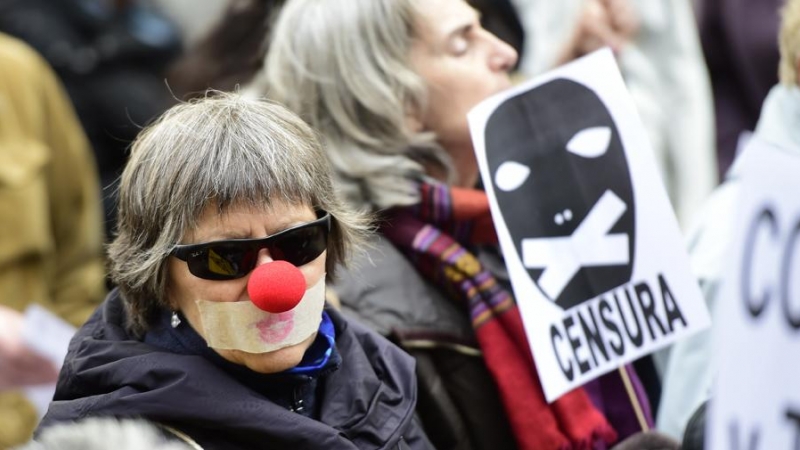 Protesta contra la 'ley Mordaza' en Madrid. - AFP