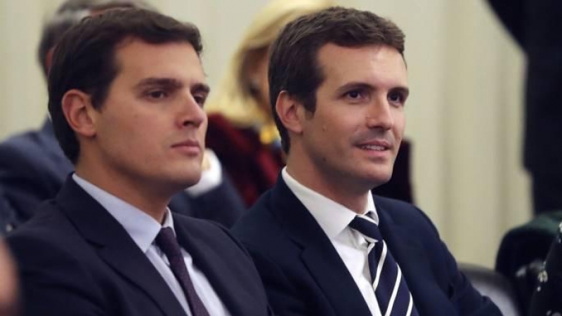 El líder de Ciudadanos, Albert Rivera, y el nuevo presidente del PP, Pablo Casado / Imagen de archivo - EFE