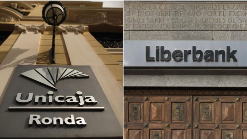 Los logos de Unicaja y de Liberbank. REUTERS/EFE