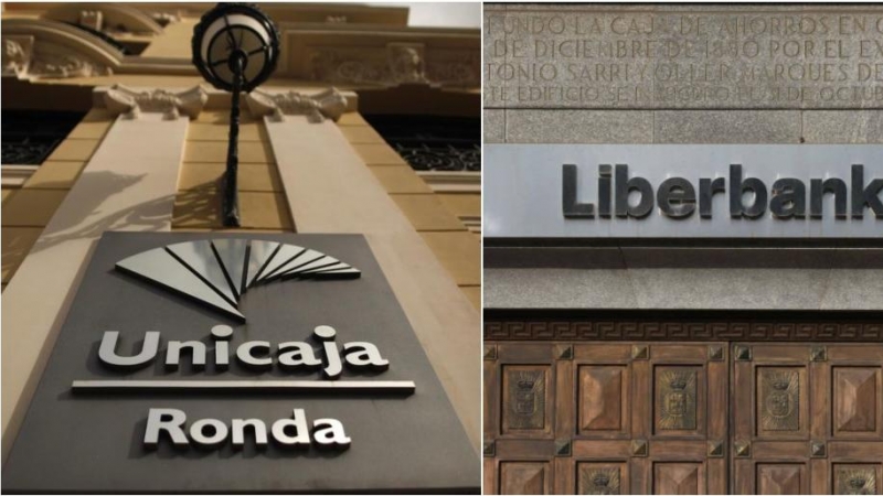 Los logos de Unicaja y de Liberbank. REUTERS/EFE