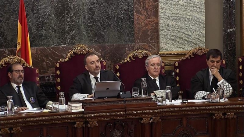 El presidente del Tribunal Manuel Marchena, junto a los jueces Andrés Martínez, Juan Ramón Berdugo y Antonio del Moral. EFE