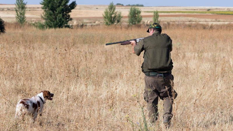 Imagen de un cazador junto a su perro. EFE/Archivo