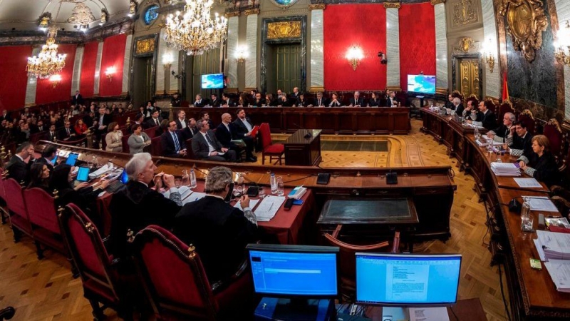 La sala del Tribunal Suprem durante el juicio por el 'procés'. EFE/Emilio Naranjo