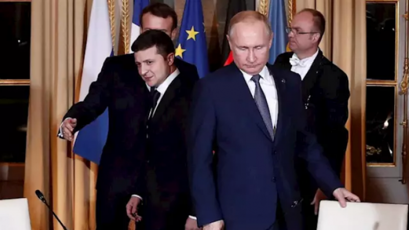 09/12/2019 - El presidente ruso, Vladimir Putin, y su homólogo ucraniano, Volodimir Zelenski en París. / REUTERS