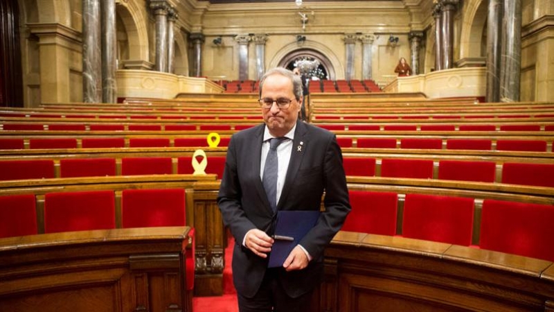 Quim Torra, en el Parlament de Catalunya. (QUIQUE GARCÍA | EFE)