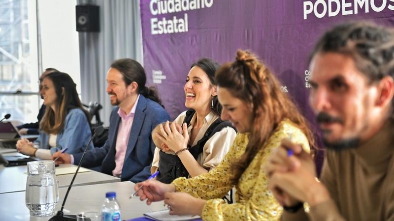 Ione Belarra, Pablo Iglesias, Irene Montero, Noelia Vera y Alberto Rodríguez en el Consejo Ciudadano Estatal de Podemos./ Daniel Gago - Podemos
