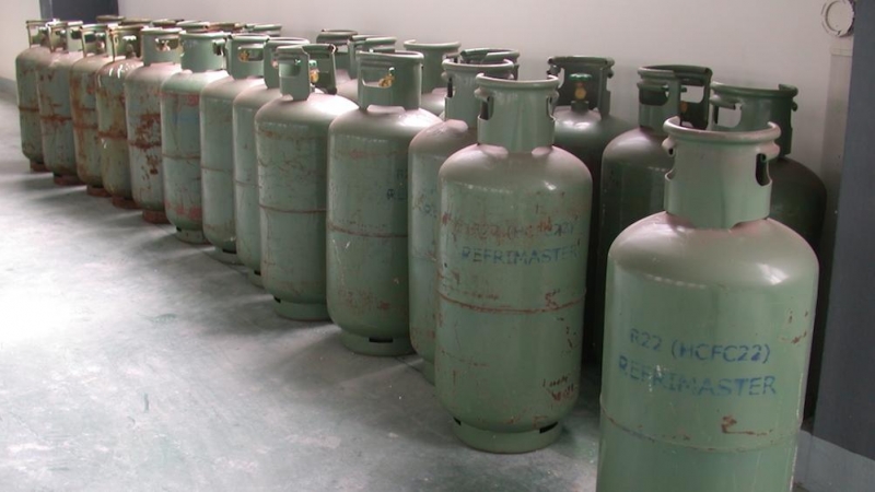Bombonas del refrigerante HCFC-22 producido en China. / EIA