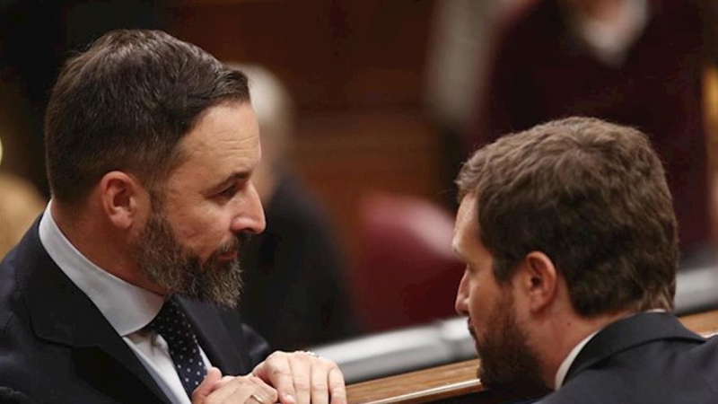 Pablo Casado y Santiago Abascal en el Congreso de los Diputados. / Europa Press