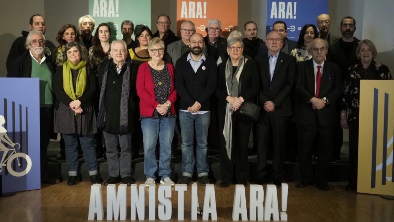 Imatge de la presentació de la campanya 'Amnistia, ara!'. ÒMNIUM