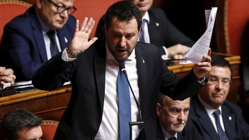 Matteo Salvini en el Senado italiano