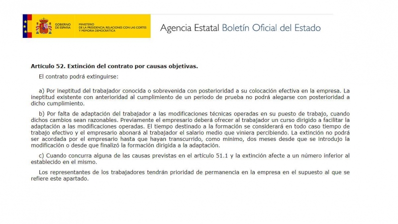 Real Decreto Legislativo 2/2015, de 23 de octubre, por el que se aprueba el texto refundido de la Ley del Estatuto de los Trabajadores.