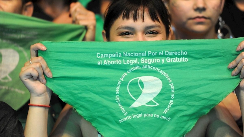 19/02/2020.- Retrato a una de las participantes de una movilización a favor del aborto este miércoles, en Buenos Aires (Argentina). / EFE