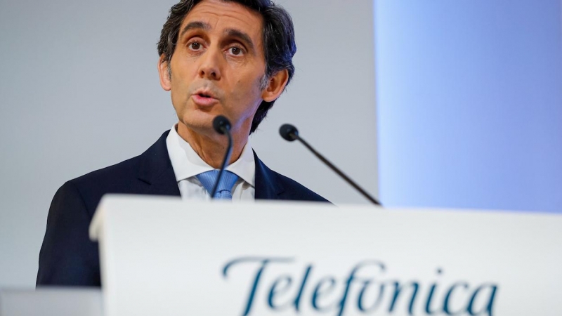 El presidente del grupo Telefónica, José María Álvarez-Pallete, durante la presentación de los resultados de la compañía en 2019. EFE/Emilio Naranjo