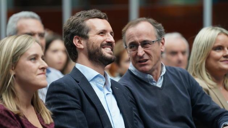 El líder del PP, Pablo Casado, junto al candidato a lendakhari, Alfonso Alonso en noviembre de 2019. Europa Press