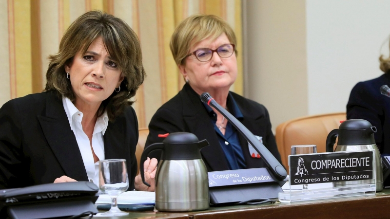 20/02/2020.- La exministra de Justicia, Dolores Delgado, durante su comparecencia ante la Comisión de Justicia del Congreso, último trámite antes de ser nombrada fiscal general del Estado. EFE/Fernando Alvarado