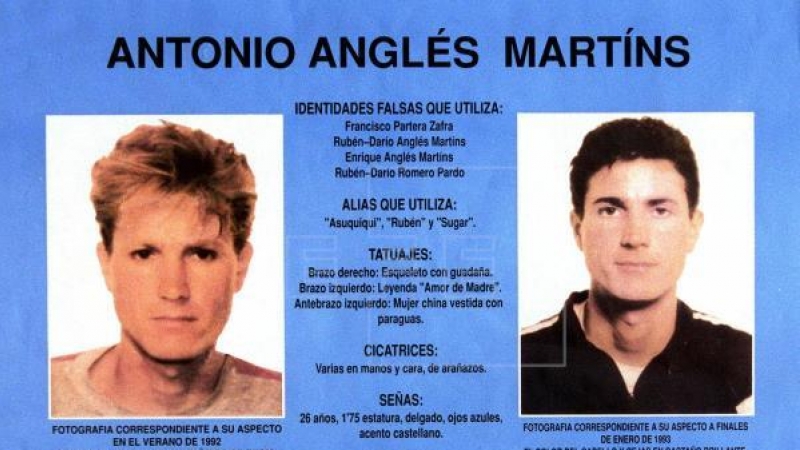 Cartel con fotografías de Antonio Anglés distribuido en su momento por la Guardia Civil. EFE/Cárdenas/Archivo