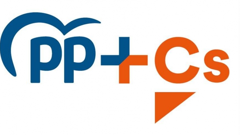 Imagen del logo de la coalición entre el Partido Popular y Ciudadanos, bajo el nombre 'PP + Cs', presentado este viernes para las elecciones vascas del próximo 5 de abril.