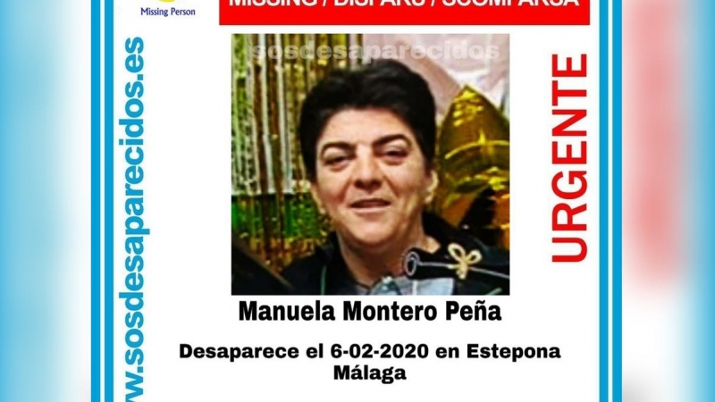 Manuela Montero, desaparecida el 6 de febrero, ha sido encontrada sin vida. / SOS Desaparecidos