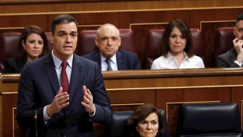 El presidente del Gobierno, Pedro Sánchez, durante una de sus intervenciones en la sesión de control al Gobierno. /EFE