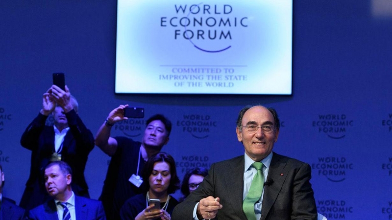 El presidente de Iberdrola, Ignacio Sánchez Galán, durante su participación en la cumbre de Davos.