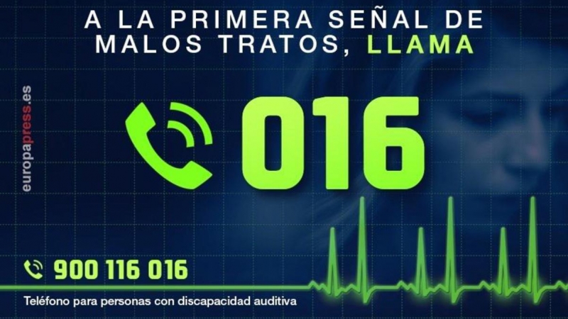 016. Teléfono de atención a víctimas de violencia de género. Es gratuito y no deja rastro en la factura telefónica. /EUROPA PRESS