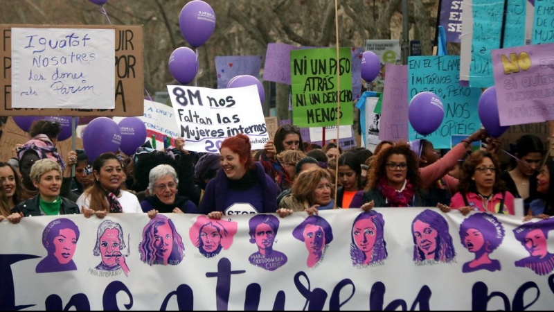 Bloc de dones migrades i/o racialitzades a la manifestació feminista del 8 de març de 2019. ACN