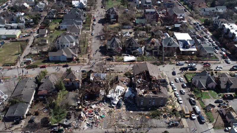 La ciudad estadounidense de Nashville desvastada por los recientes tornados en la zona / Reuters