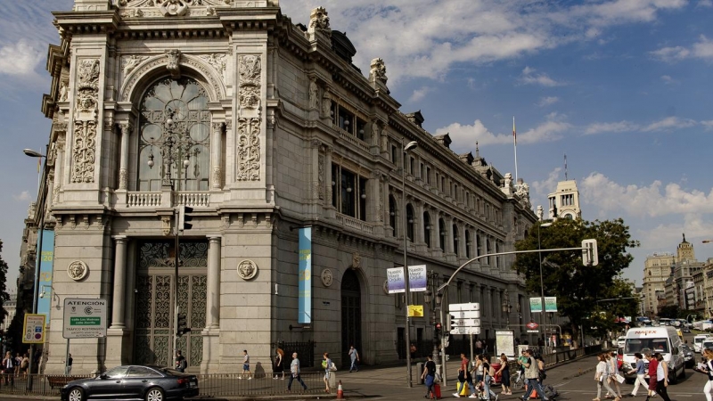 Fachada del edificio del Banco de España situada en la confluencia del Paseo del Prado y la madrileña calle de Alcalá. E.P./Eduardo Parra