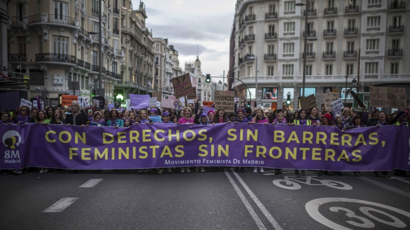 Cabecera de la manifestación del Día Internacional de la Mujer en Madrid.- JAIRO VARGAS