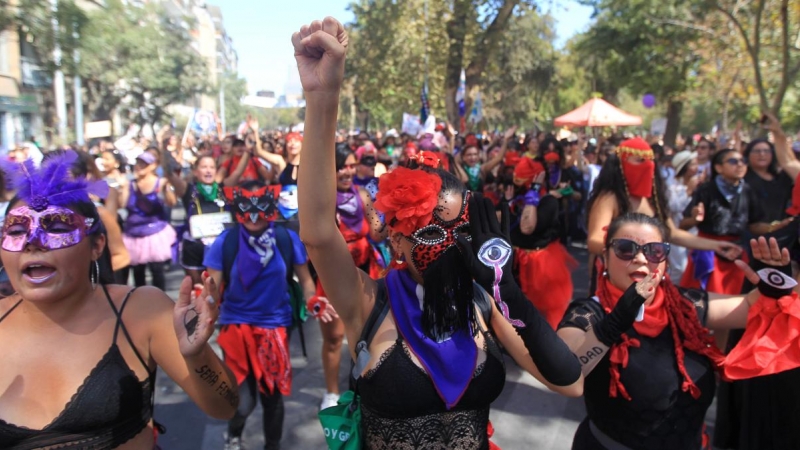 Un momento de la manifestación en Santiago de Chile. - REUTERS