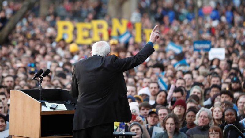Bernie Sanders durante un mitin en la Universidad de Michigan, en Ann Arbor. - REUTERS