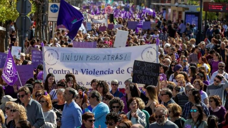 Vista de la manifestación del 8M en Sevilla. EFE/Julio Muñoz