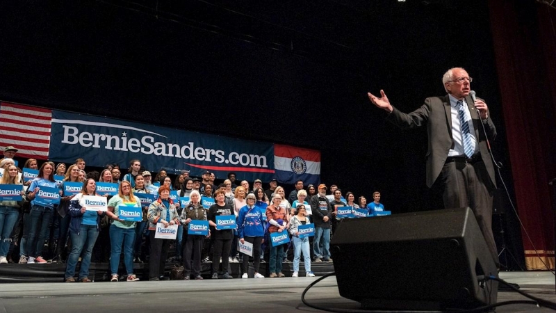 Bernie Sanders, durante un acto de campaña el pasado lunes en Saint Louis. - EFE