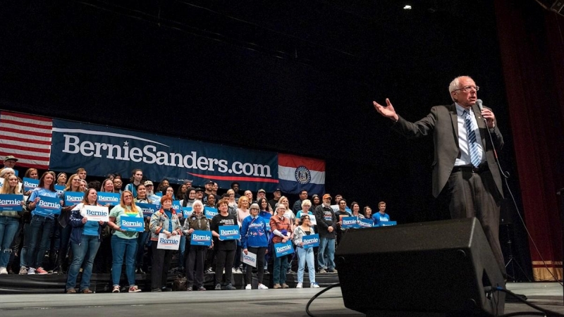 Bernie Sanders, durante un acto de campaña el pasado lunes en Saint Louis. - EFE