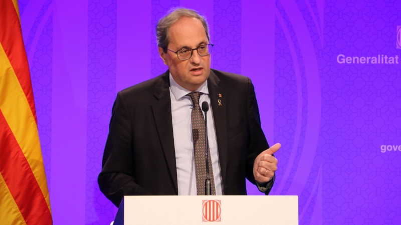 El president de la Generalitat, Quim Torra, compareix per explicar les noves mesures del coronavirus. Maria Belmez | ACN